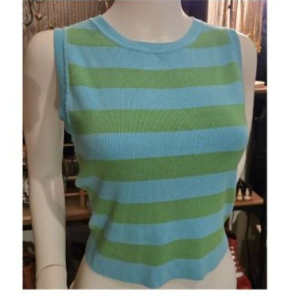 Green Blue knit vest  tank top size S-L - Picture 1 of 4